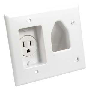Recessed Low Voltage Cable Plate with Recessed Power, Recessed Low Voltage Cable Plate with Recessed Power,